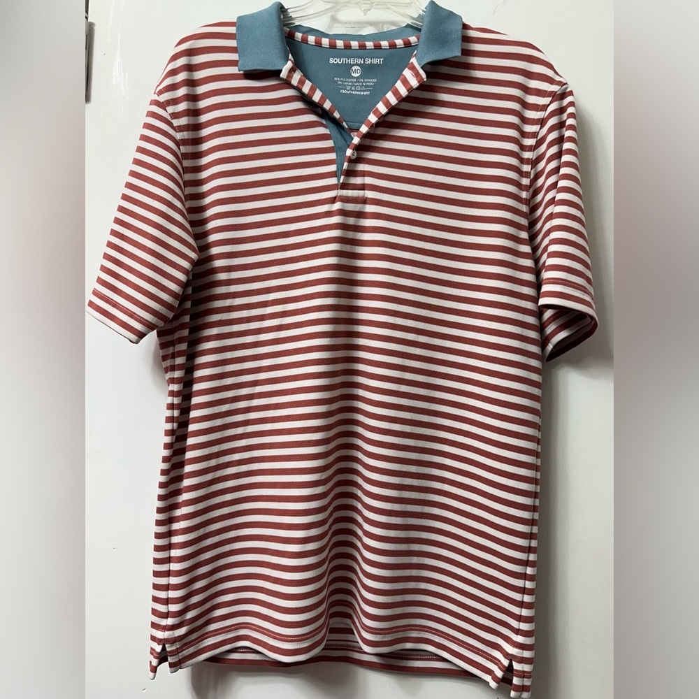 Southern Shirt Red and White Striped Polo Shirt 
Like new, size medium